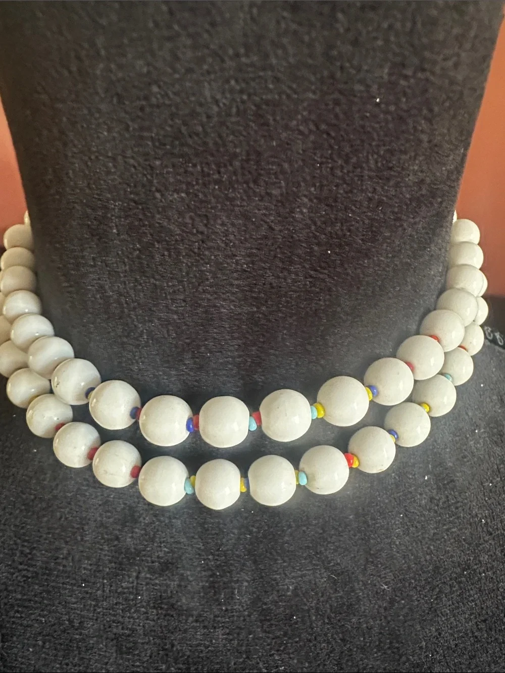 Vintage 1950s -1960s Multi strand Milk Glass bead necklace